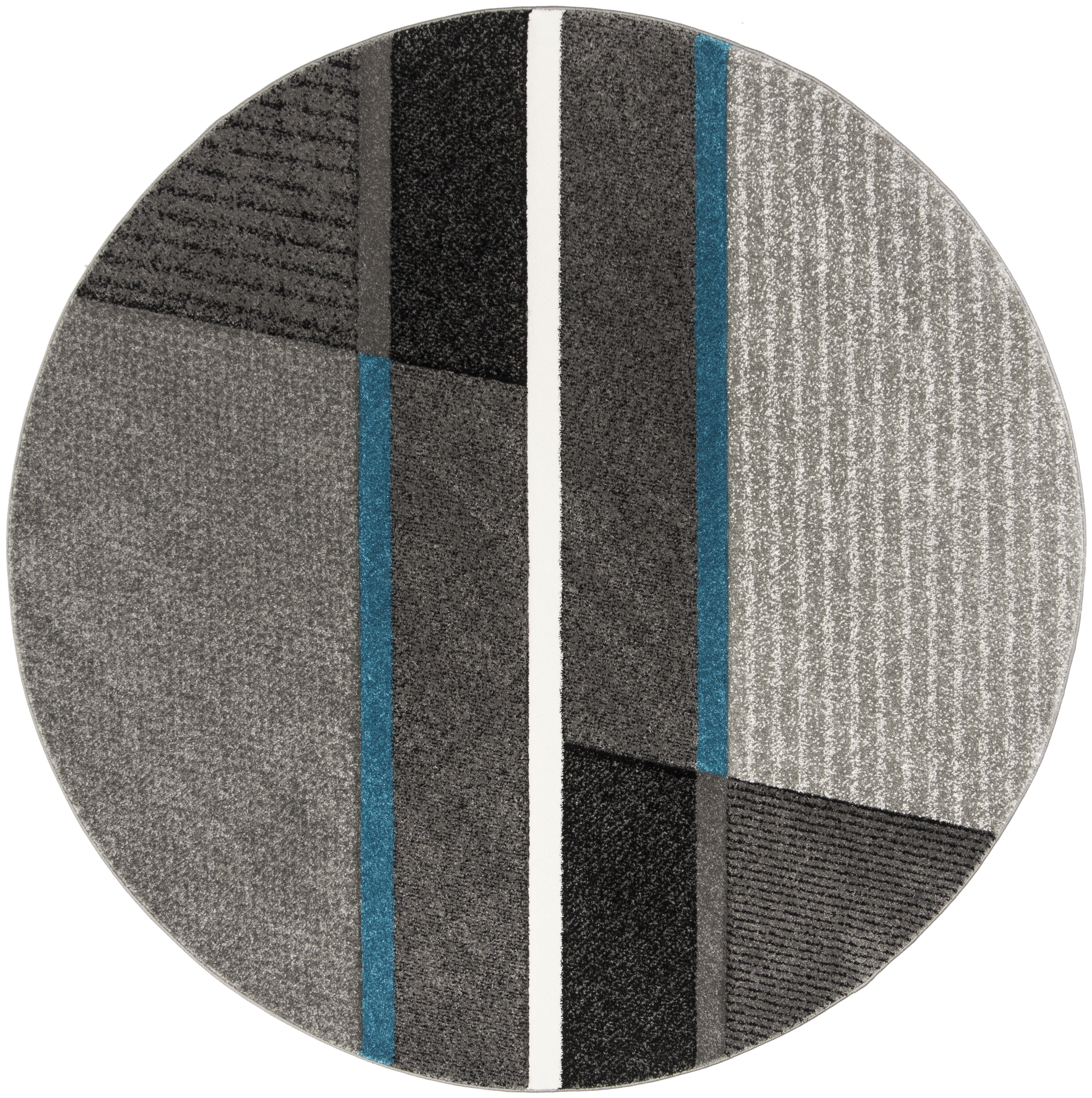 Arlo Home Woven Area Rug, HLW711D, Grey/Teal,  6' 7" X 6' 7" Round - Image 0