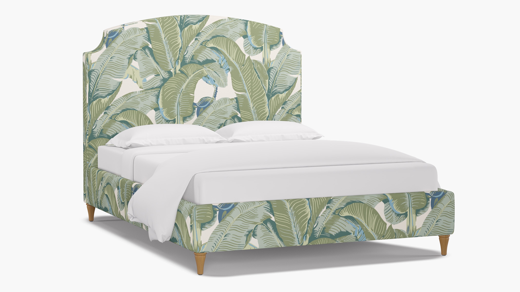 Cove Bed, Pistachio Martinique®, Natural Decorative Tapered Leg, Queen - Image 1