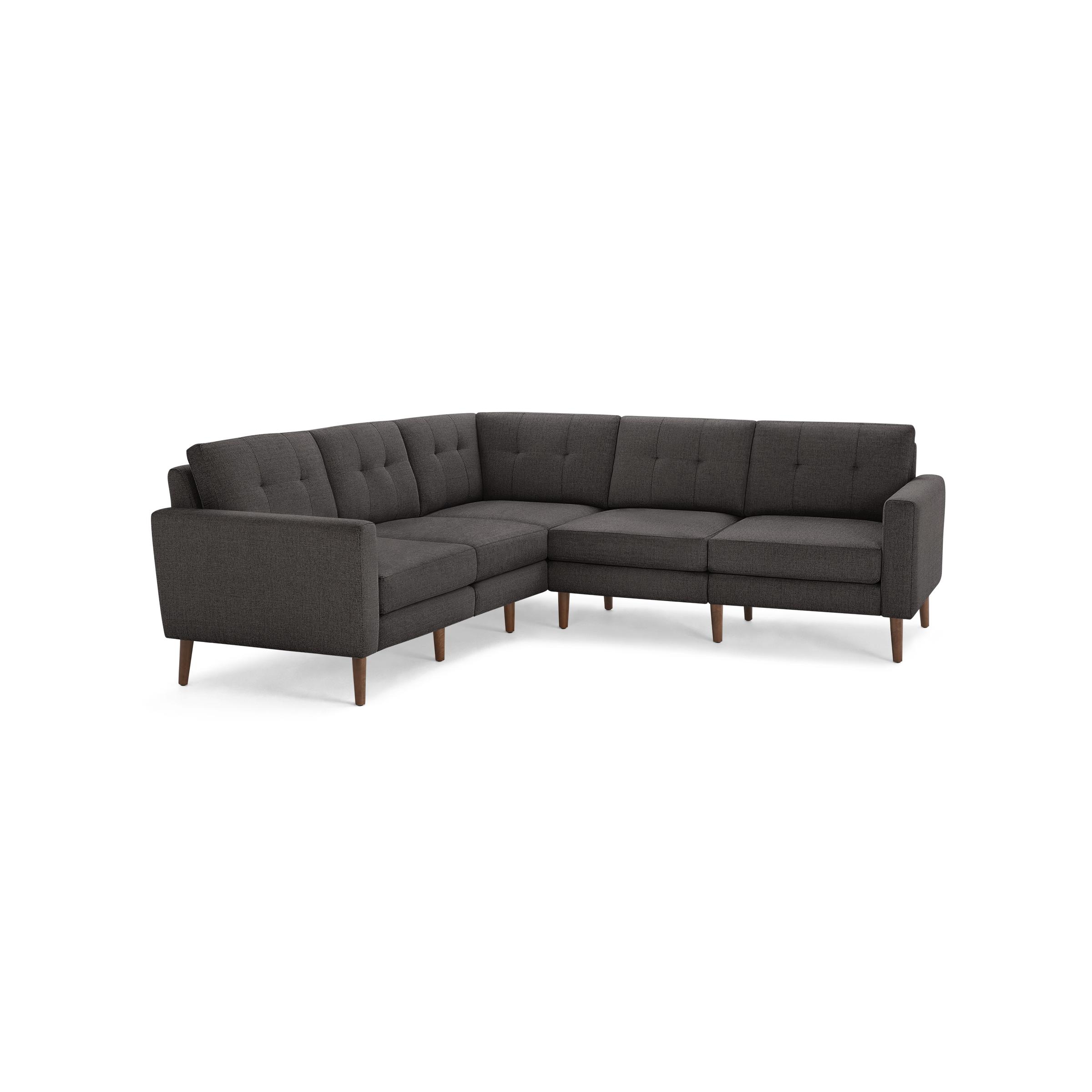 Nomad 5-Seat Corner Sectional in Charcoal, Leg Finish: WalnutLegs - Image 0