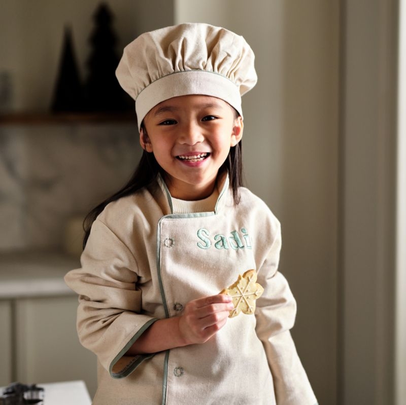Natural and Green Kids Chef Coat and Hat Set - Image 1