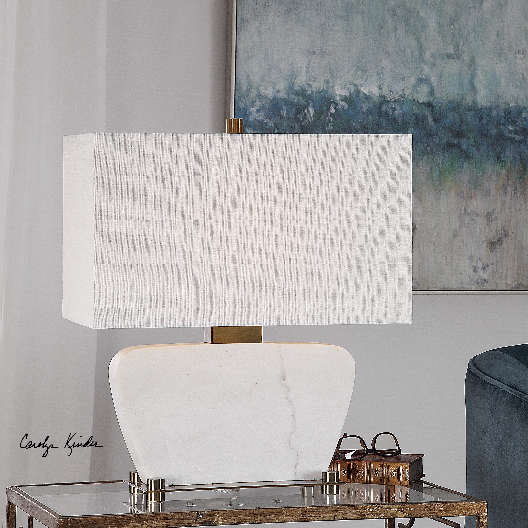 Genessy White Marble Table Lamp - Image 0
