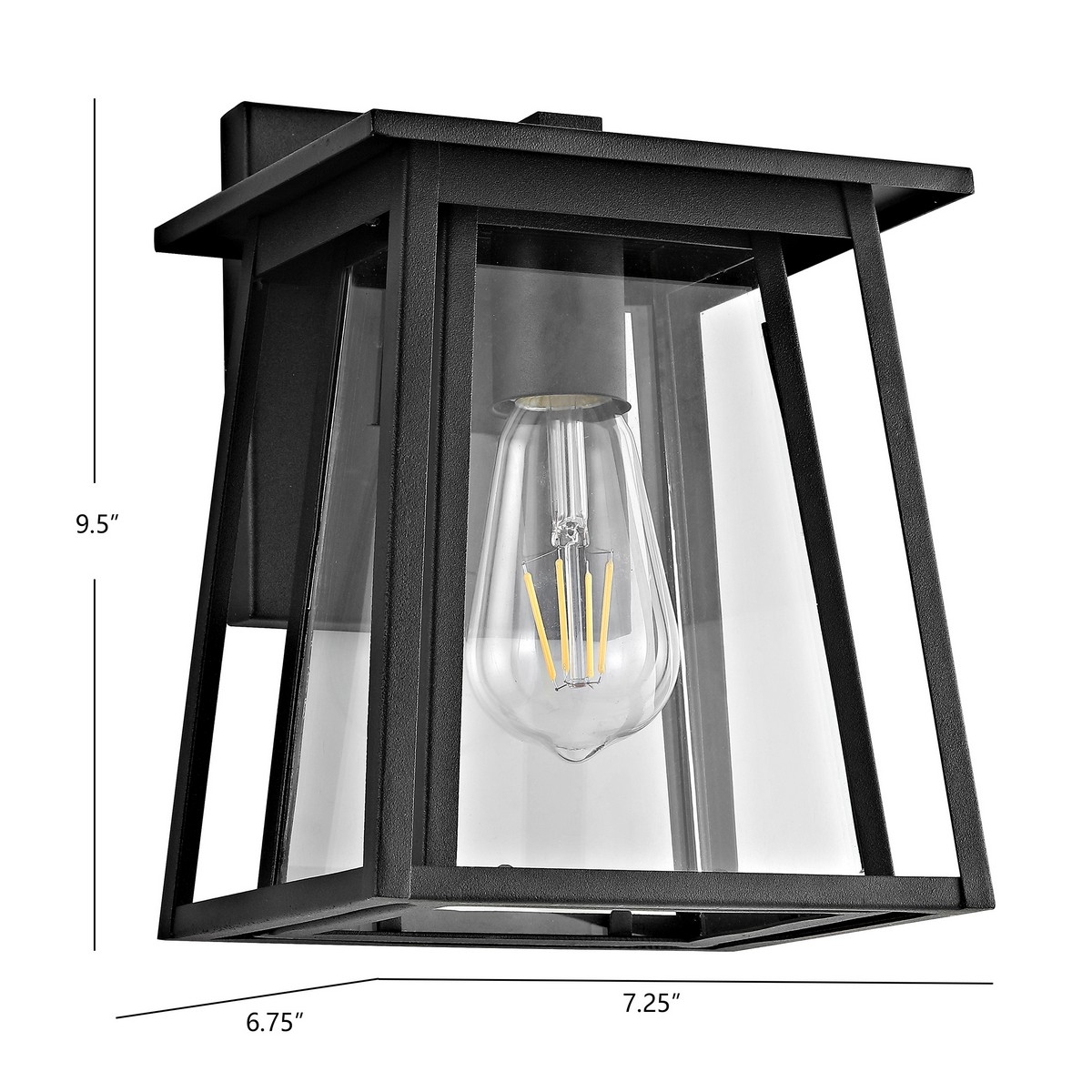 Stern Outdoor Wall Lantern - Clear / Black - Safavieh - Image 4