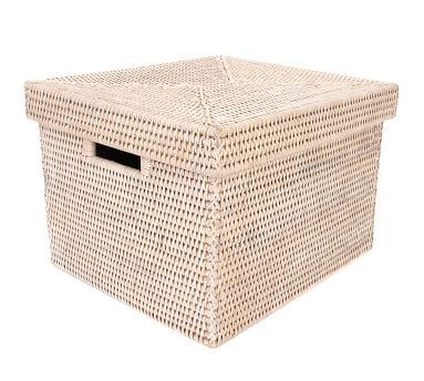 Summerville Handwoven Rattan Letter File Box With Lid, Natural - Image 5