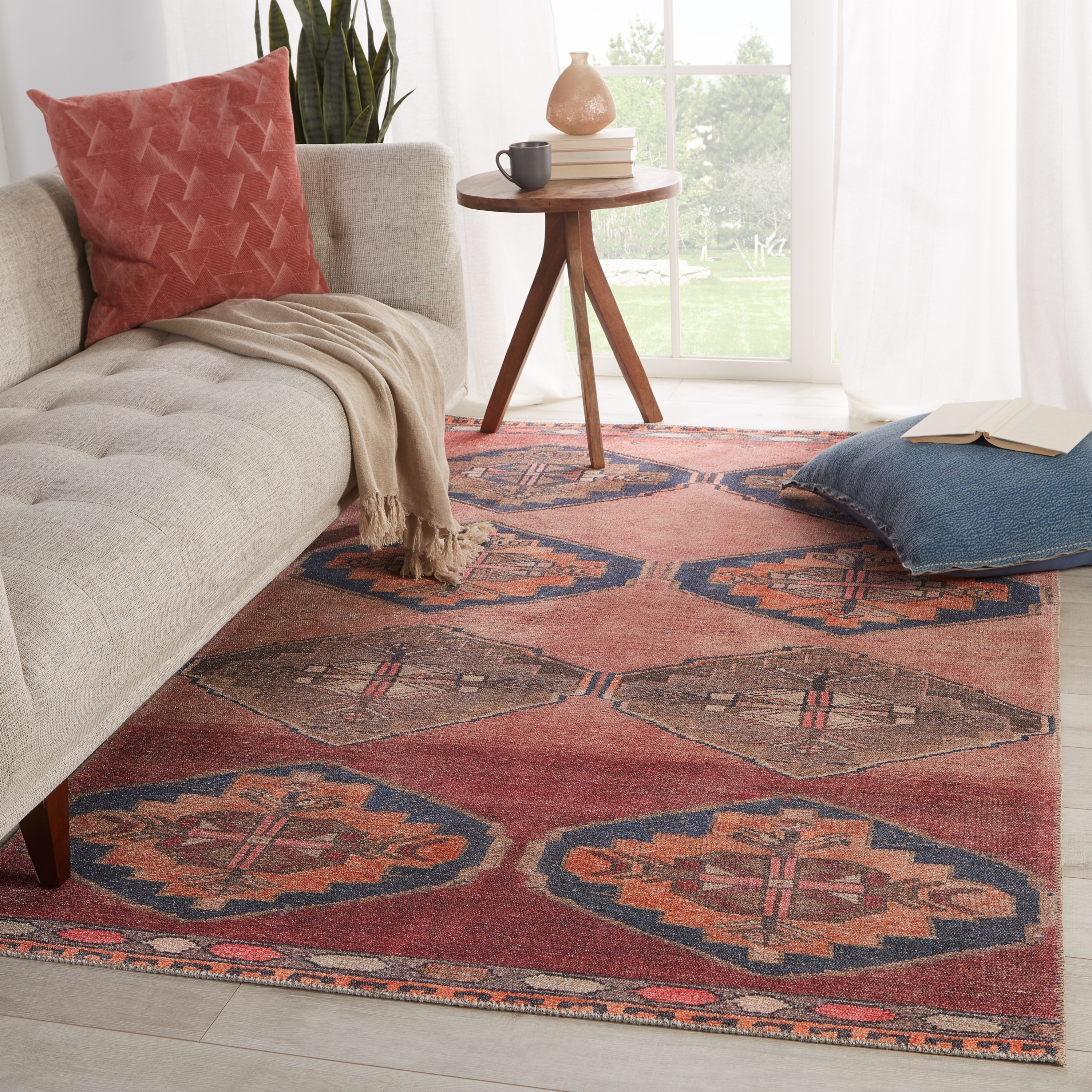 Vibe by Mirta Medallion Pink/ Blue Area Rug (9'X12') - Image 4