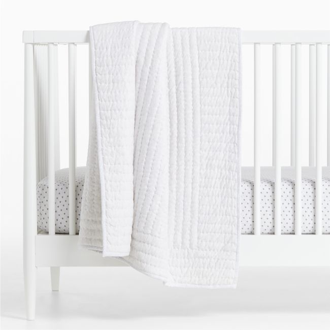 Baby's First Grey Organic Cotton Jersey Baby Crib Quilt - Image 0