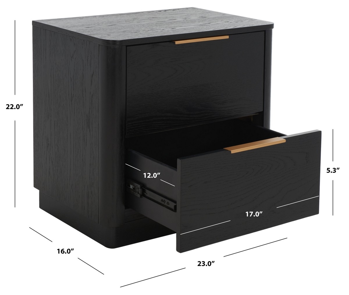 Gabrietta 2 Drawer Wood Nightstand - Black - Image 9