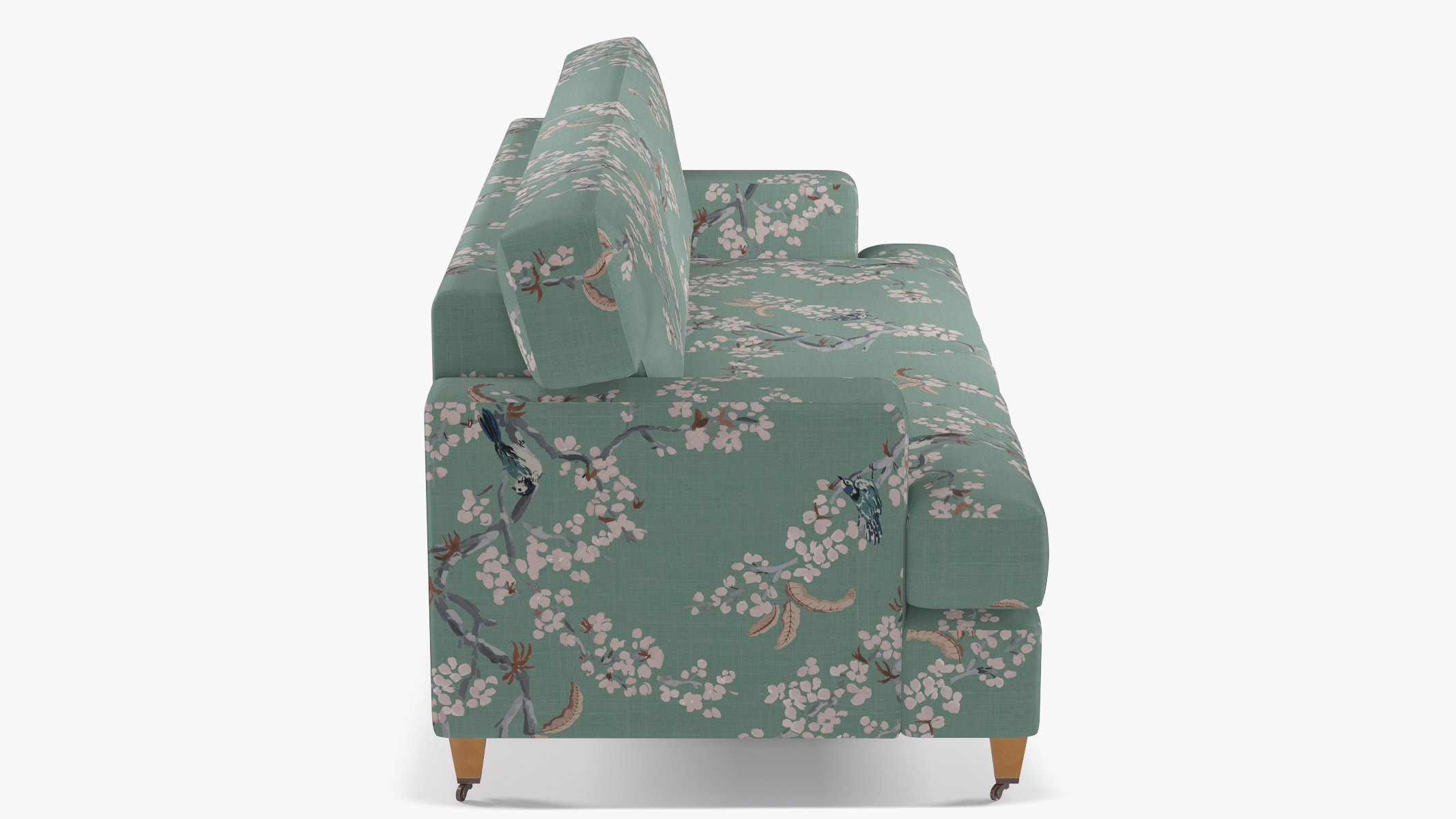 Classic Sofa, Mint Cherry Blossom, Natural with Antique Brass Caster - Image 2