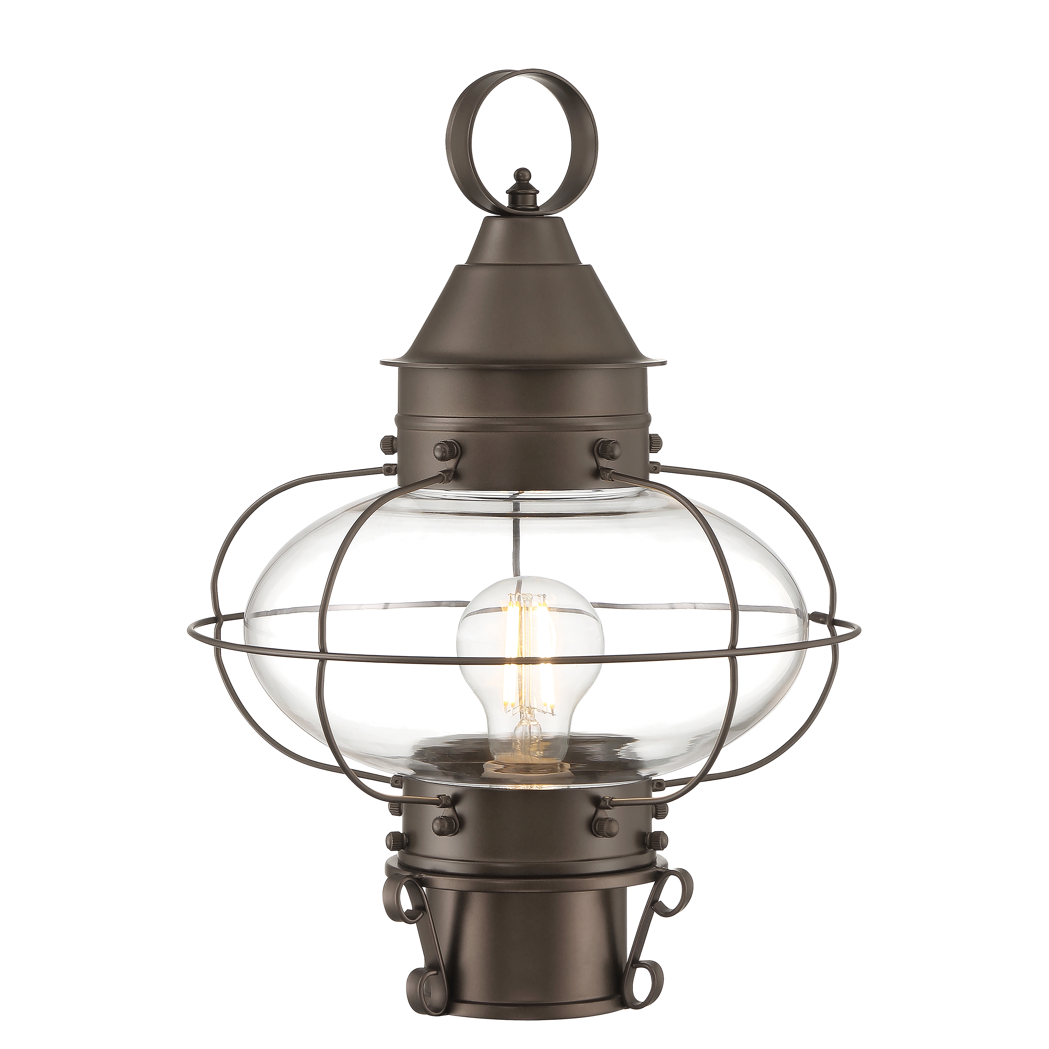 Cottage Onion Outdoor Post Lantern - Bronze with Clear Glass - Image 0