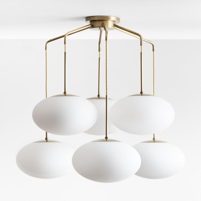 Moon Brass and Glass 6-Light Chandelier 43.7" - Image 0