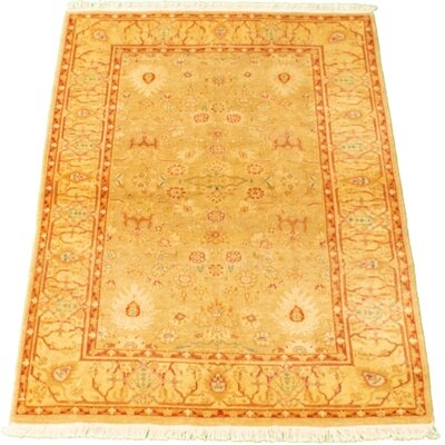 One-of-a-Kind Hand-Knotted New Age Pako Persian Tan 4' x 6'1" Wool Area Rug - Image 0