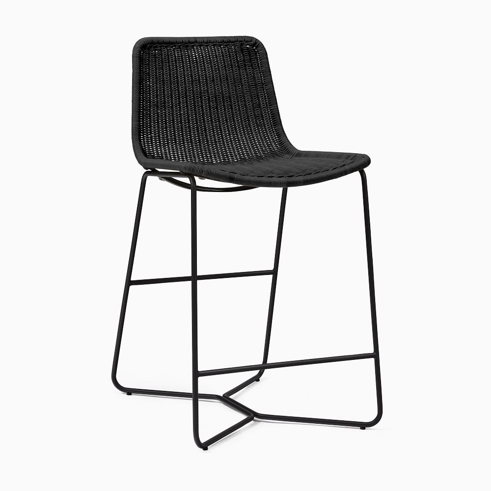 Slope Outdoor Counter Stool, All Weather Wicker, Charcoal - Image 0