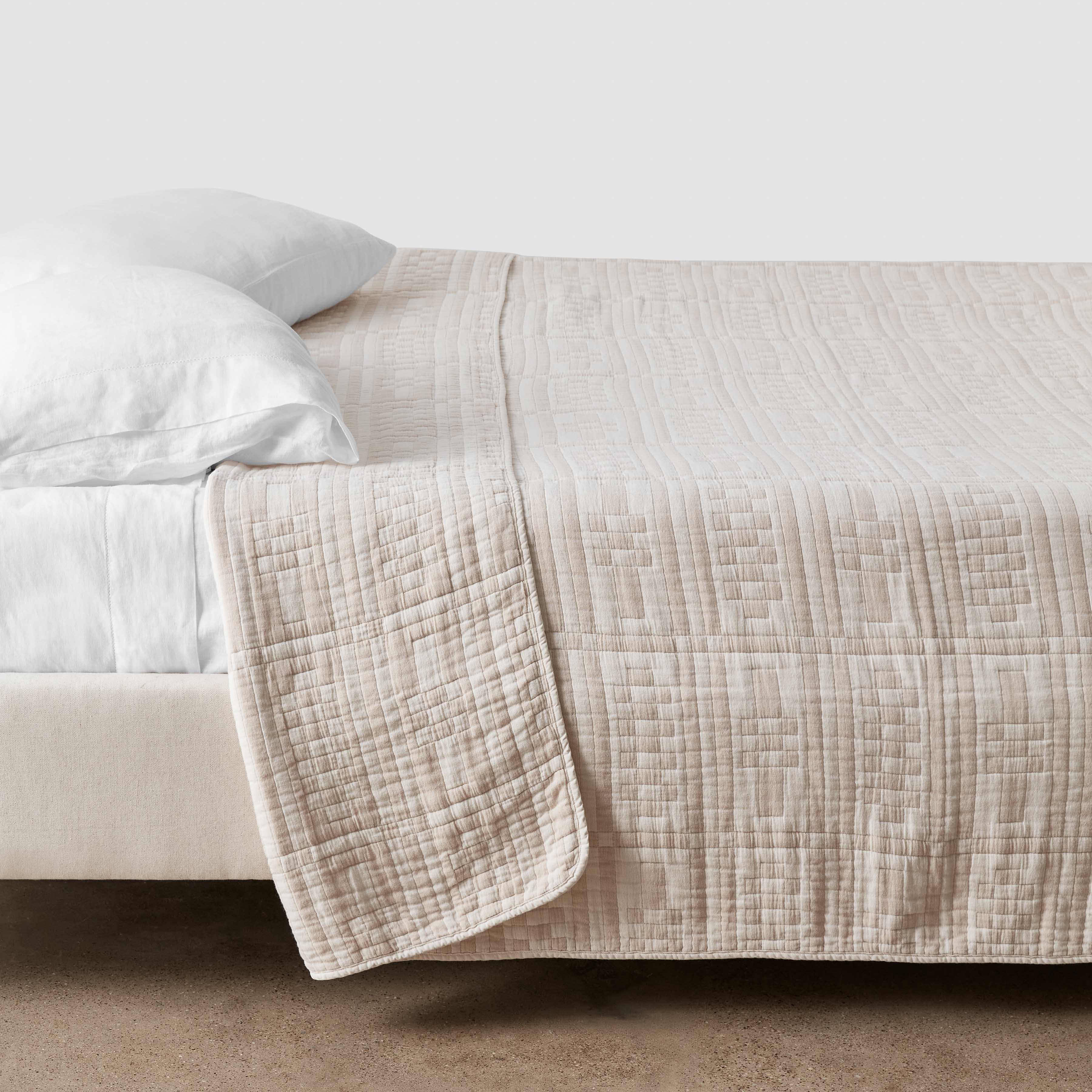 The Citizenry Alegria Organic Cotton Quilted Bed Blanket | King/Cal King | Sham Set | Neutrals - Image 1