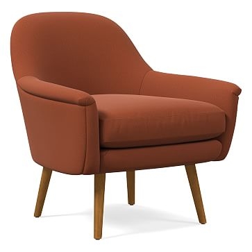 Phoebe Midcentury Chair, Poly, Astor Velvet, Rust, Pecan - Image 0
