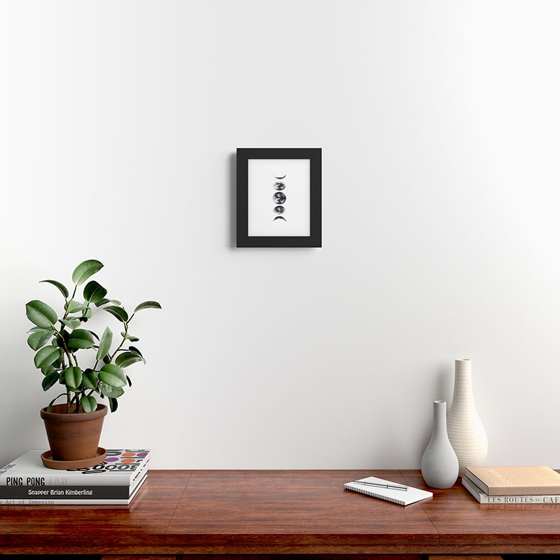 Moon Phases Watercolor Painting by Kris Kivu - Framed Art Print Classic Black 8" x 10" - Image 1
