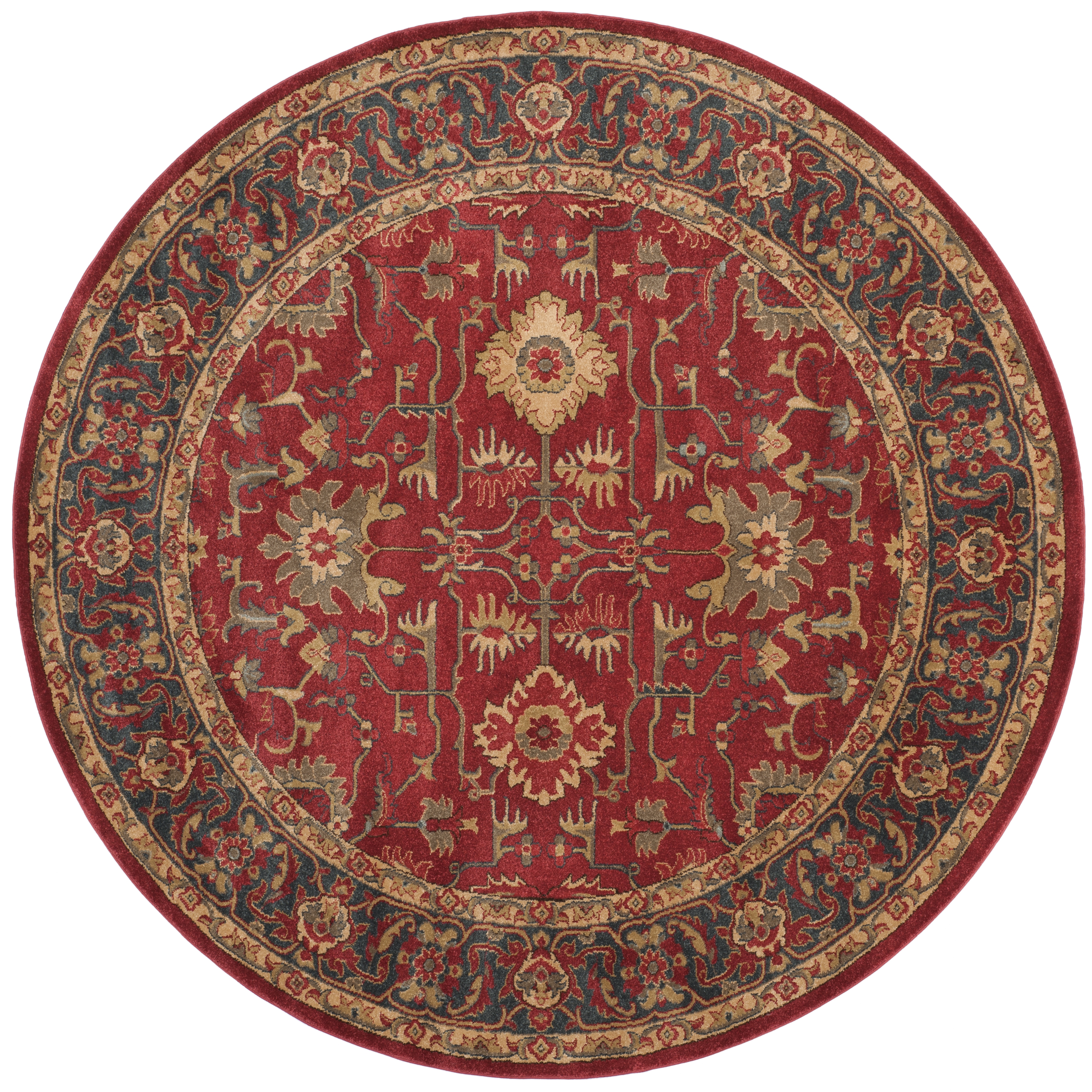 Arlo Home Woven Area Rug, MAH693F, Red/Navy,  6' 7" X 6' 7" Round - Image 0