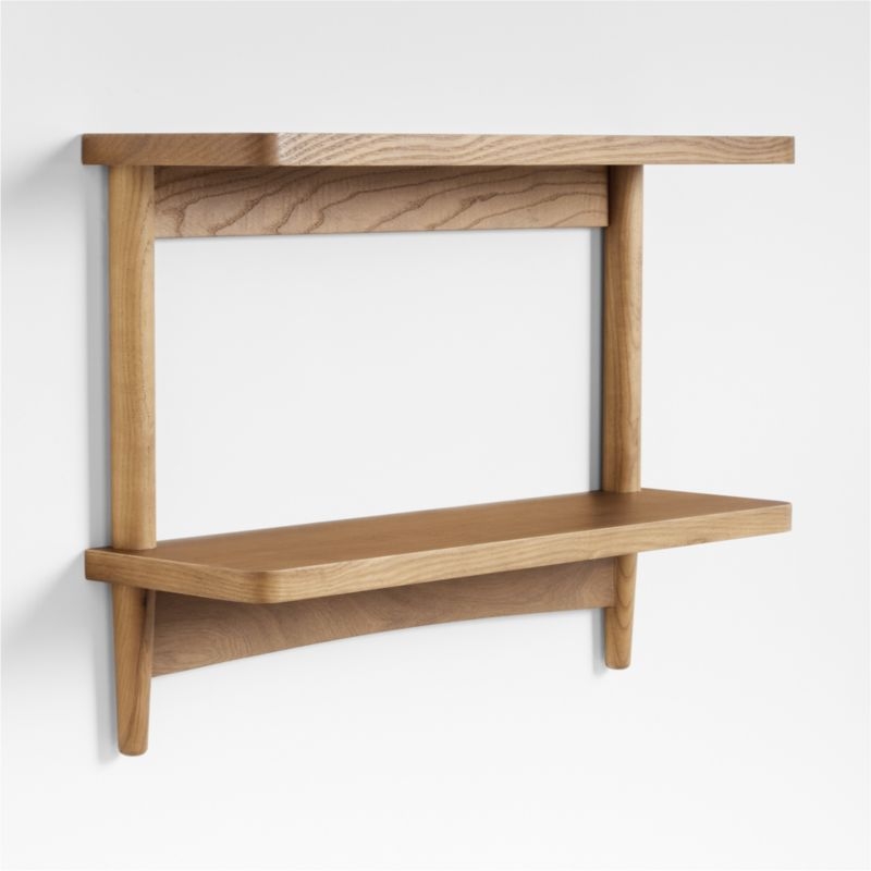 Hampshire Natural Brown Wood 2-Tier Kids Wall Shelf - Image 2