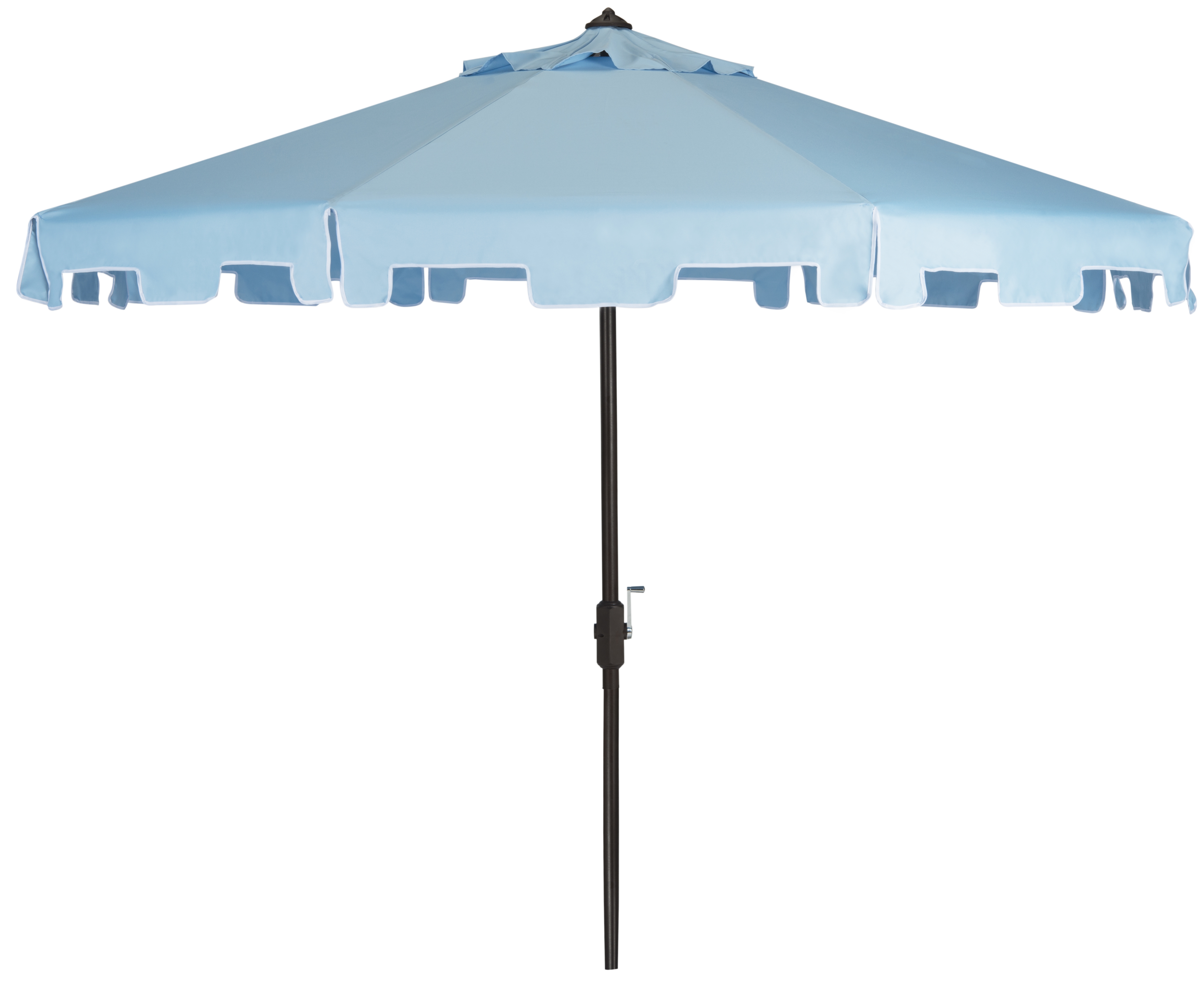 Uv Resistant Zimmerman 9 Ft Crank Market Push Button Tilt Umbrella With Flap - Blue - Safavieh - Image 0