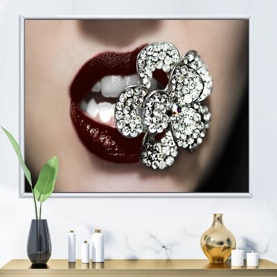 Detail Of Sexy Red Woman Lips - Modern Canvas Wall Art Print - Image 0