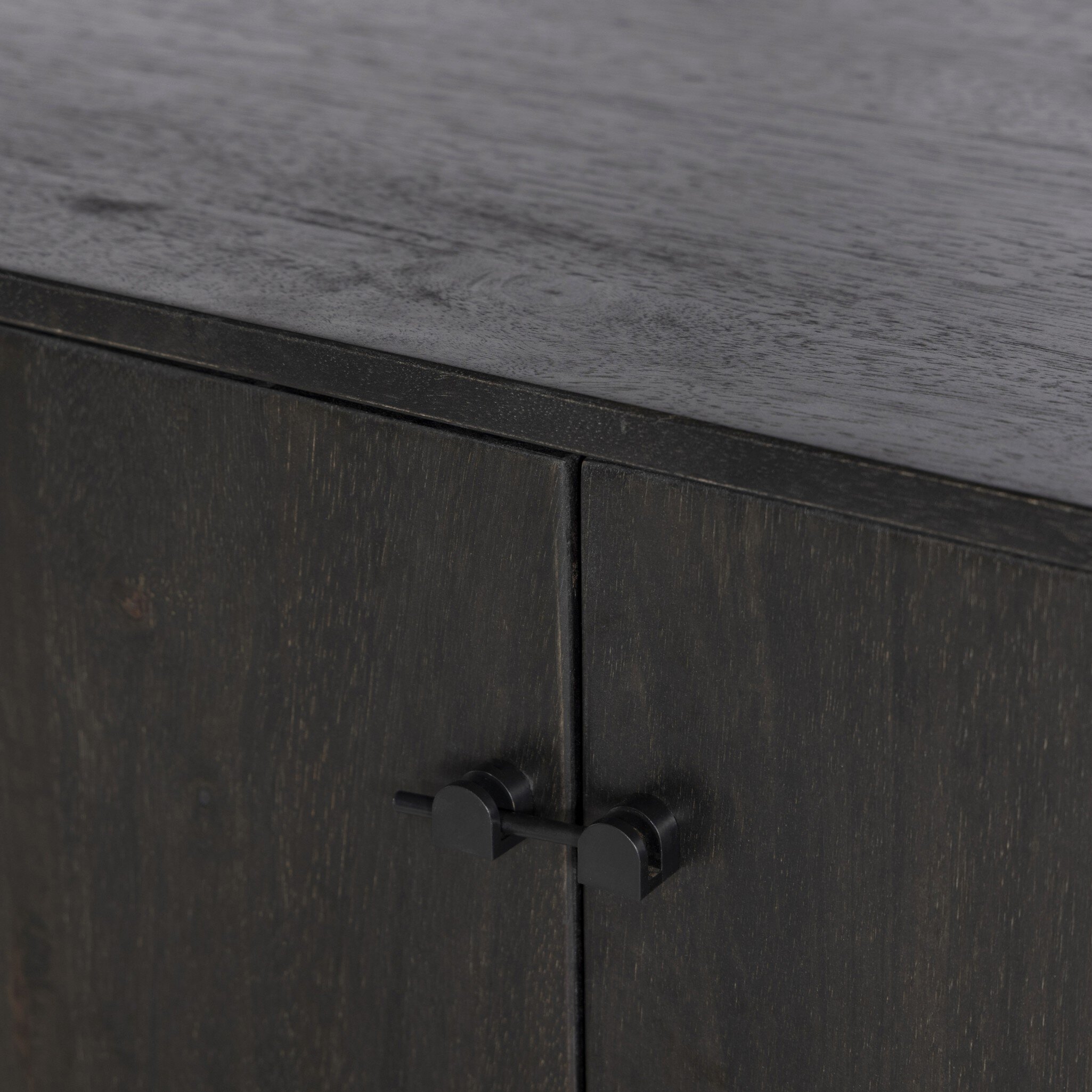 Reza Wide Bookcase - Worn Black Acacia - Image 9
