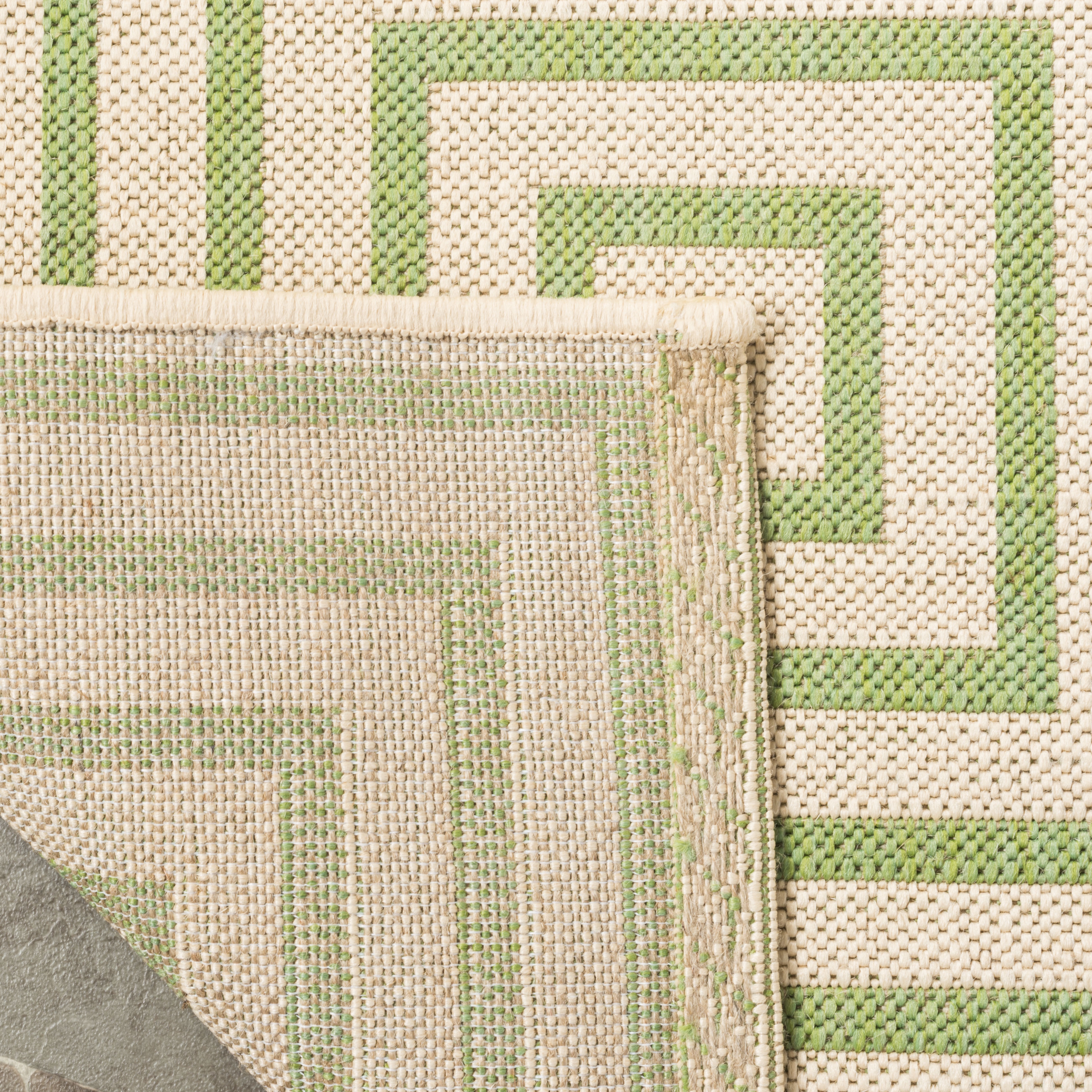 Arlo Home Indoor/Outdoor Woven Area Rug, LND123V, Cream/Olive,  4' X 6' - Image 3