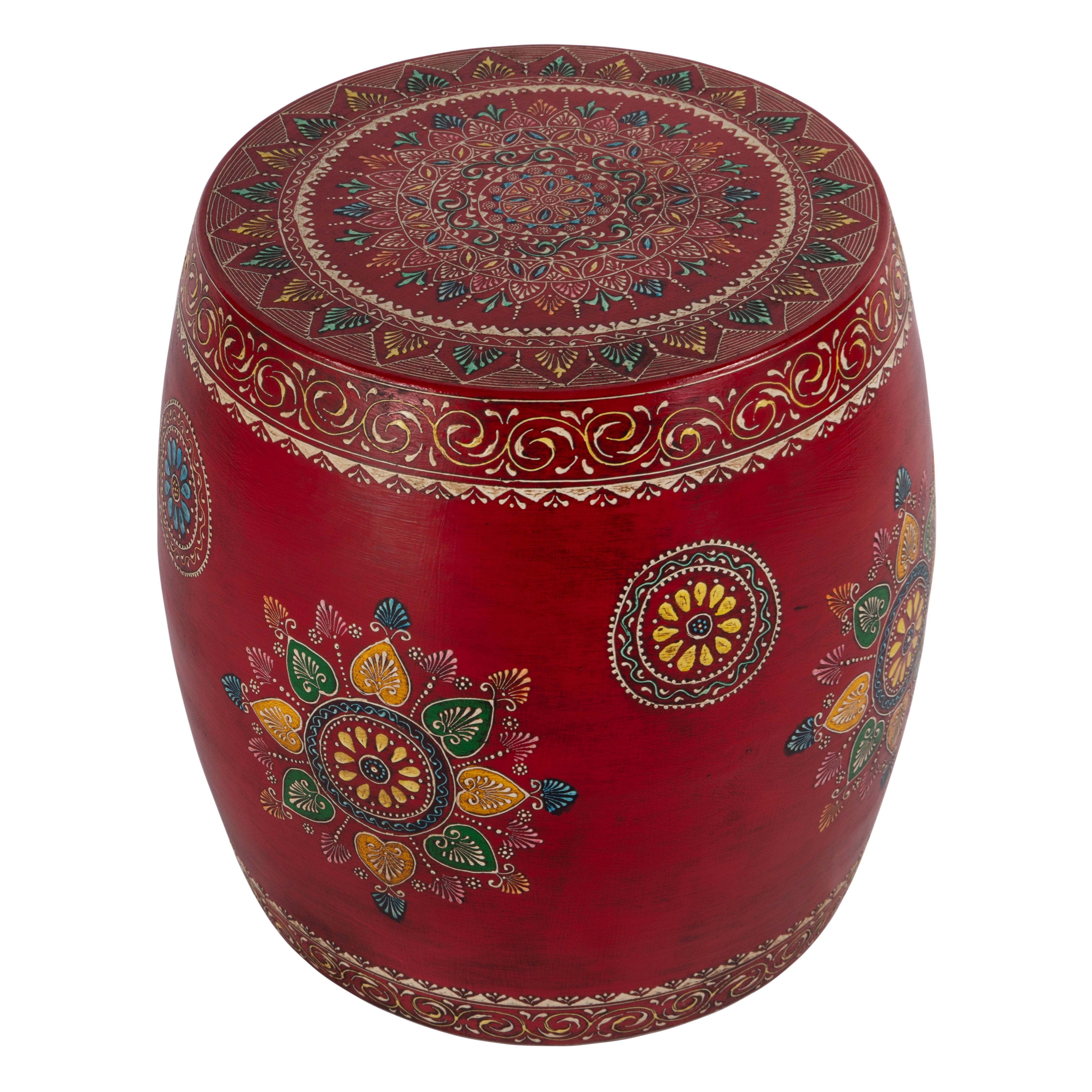 Imani Red Hand Painted Side Table - Image 0
