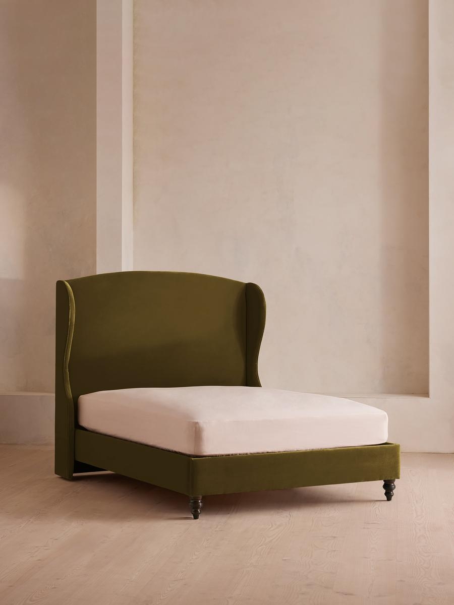 Rivas Bed, Full, Velvet, Olive, US - Image 0