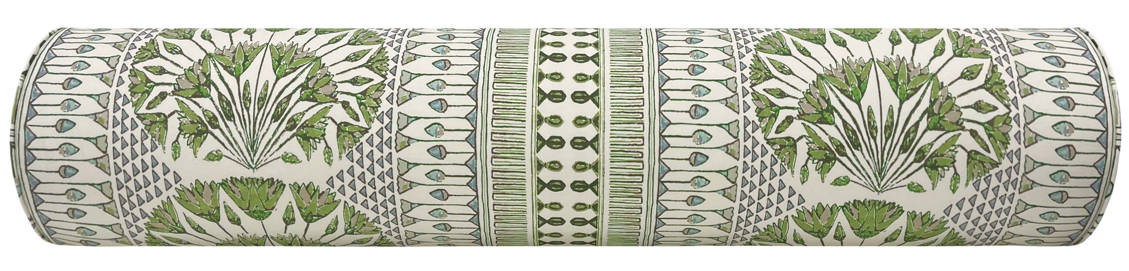 THE BOLSTER :: CAIRO // GREEN AND WHITE | THIBAUT - TWIN // 9" X 24" - Image 2