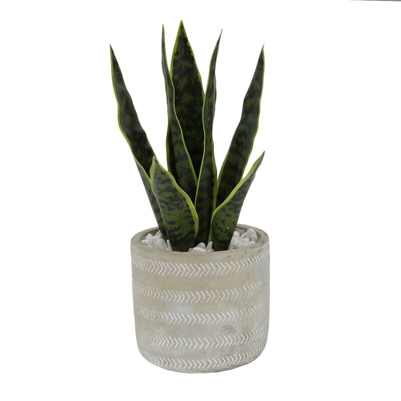 6.5" Faux Snake Plant in Pot - Image 0