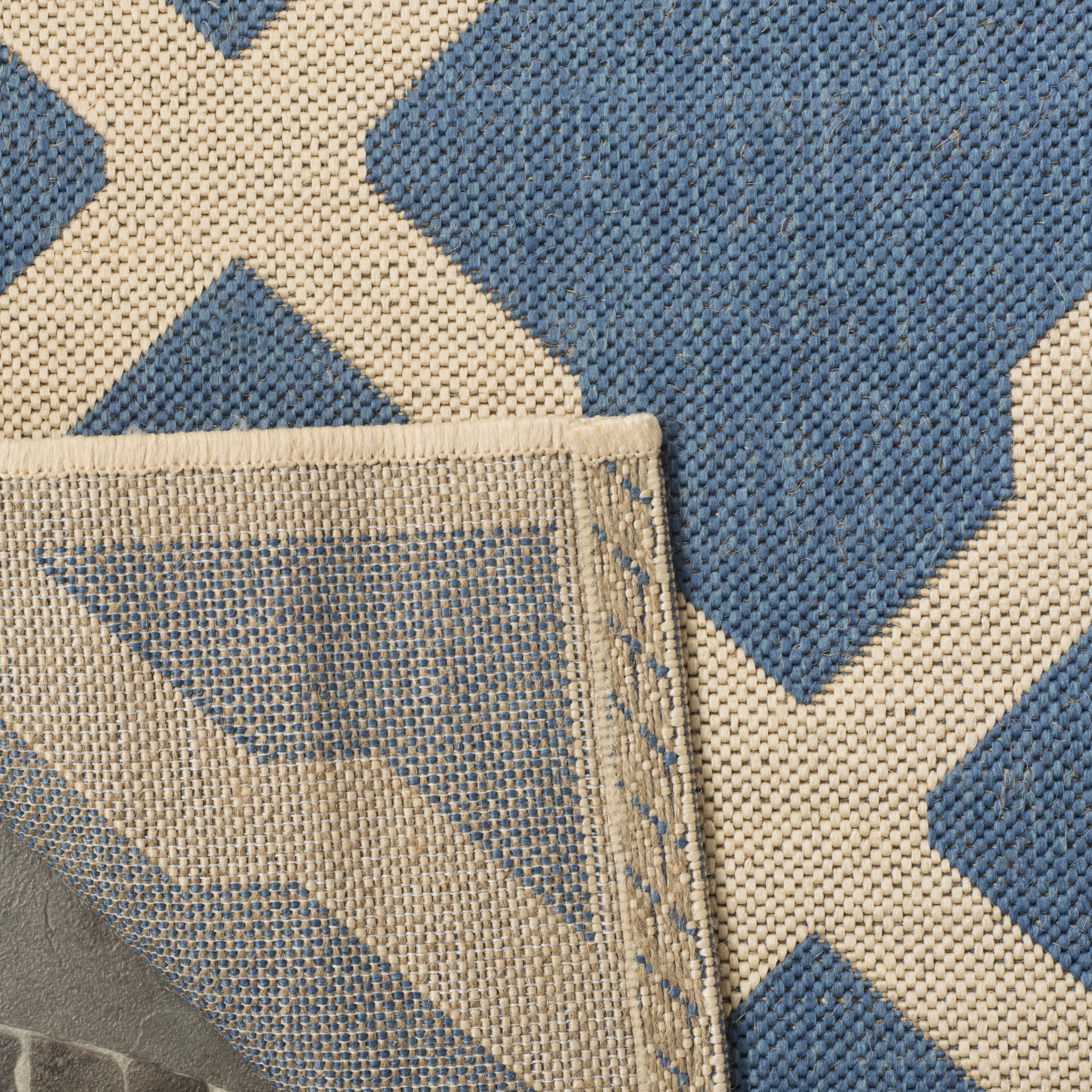 Arlo Home Indoor/Outdoor Woven Area Rug, LND122M, Blue/Cream,  4' X 6' - Image 3