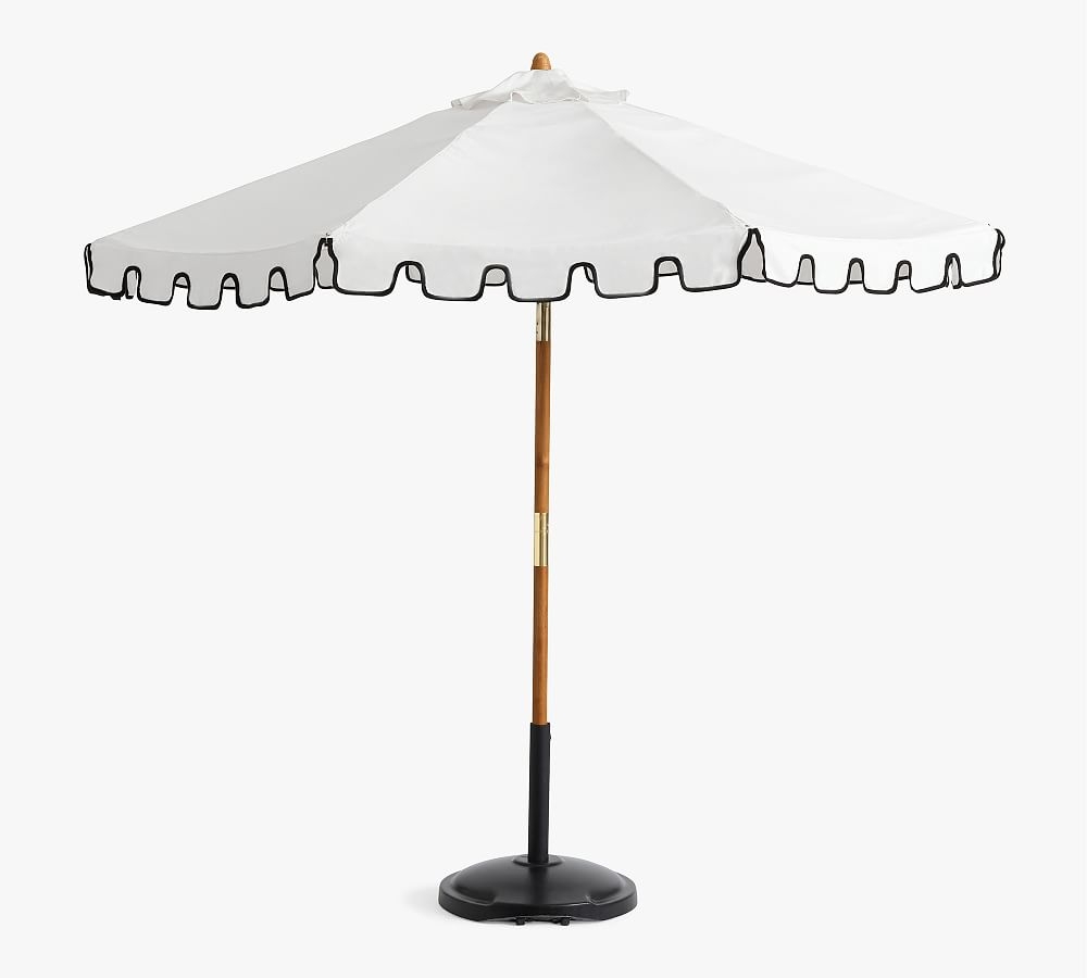 Premium Portofino 9' Round Umbrella- Eucalyptus-Sunbrella(R) Natural- Black Trim - Image 0