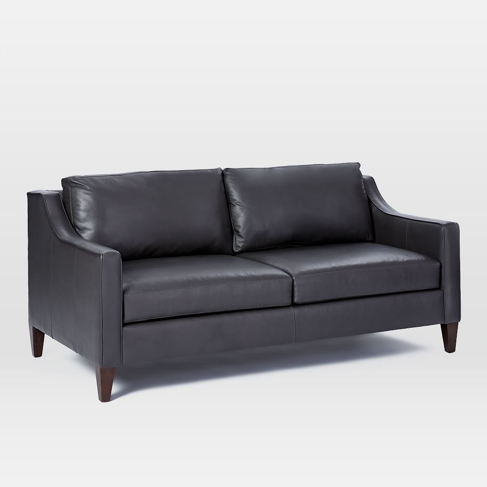 Paidge Sofa, Sauvage Leather, Charcoal, Poly, Taper Chocolate - Image 0