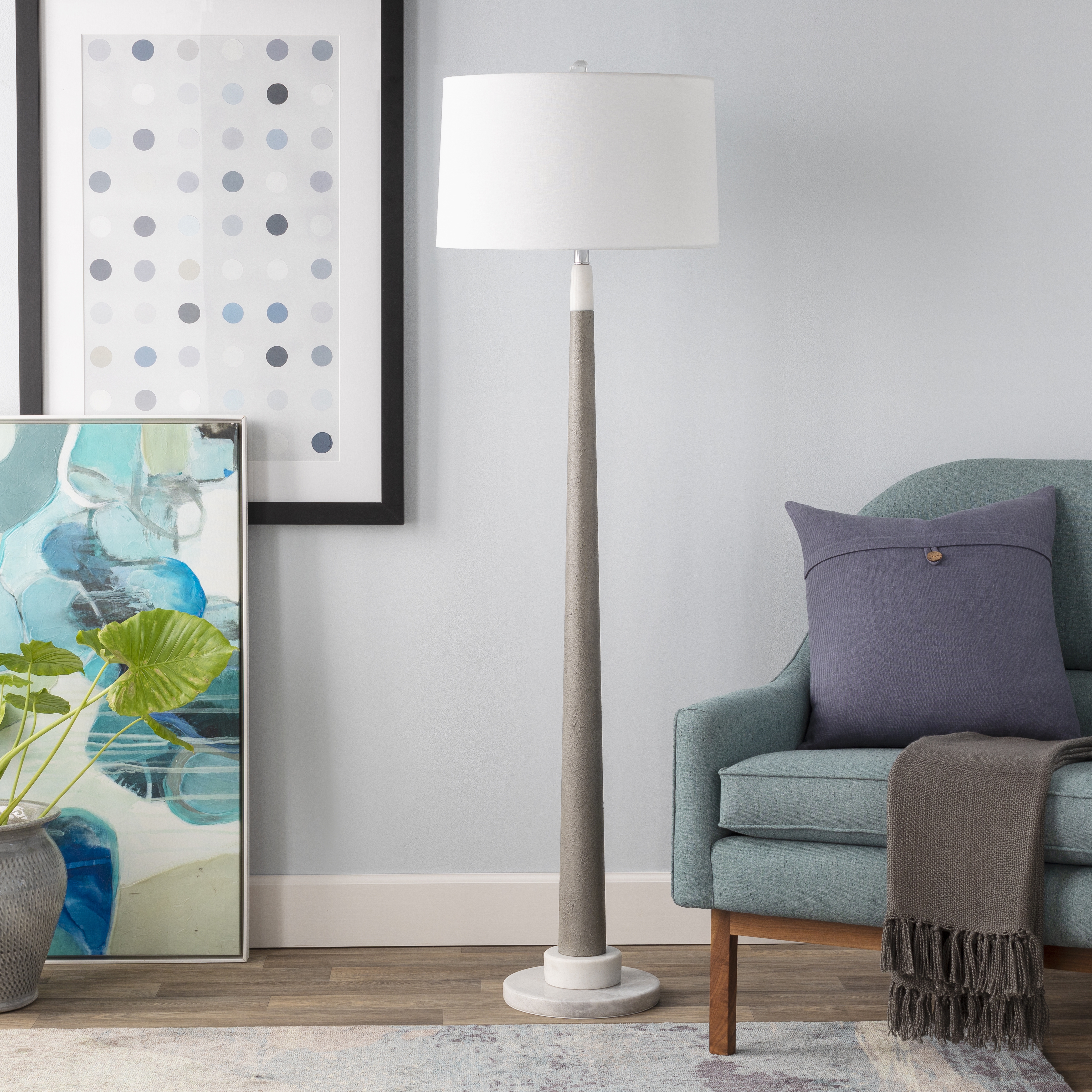 Ellison White Natural 63"H x 19"W x 19"D Accent Floor Lamp - Image 1