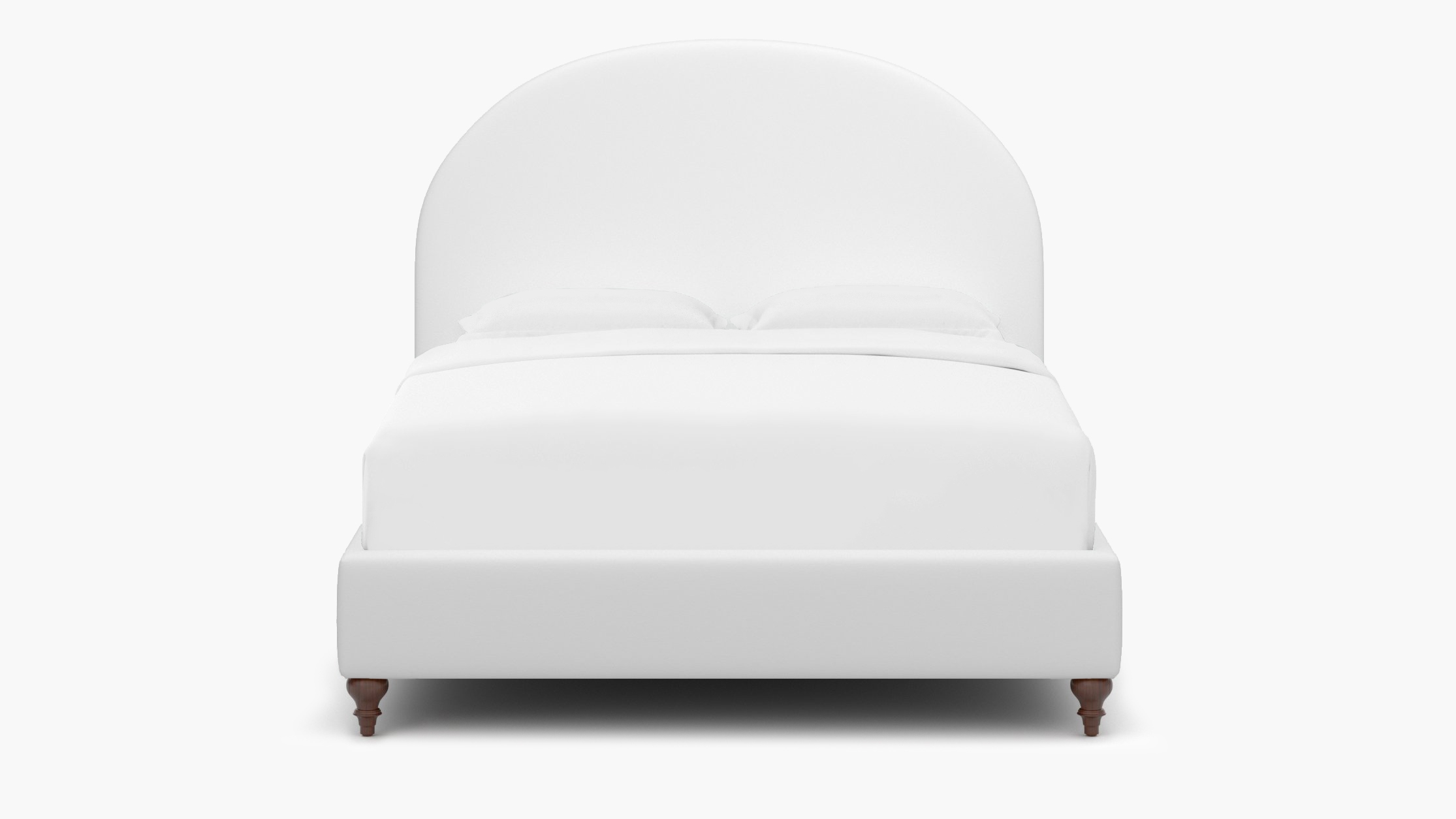 Demilune Bed, White Twill, Walnut Traditional Turned Leg, Twin - Image 0