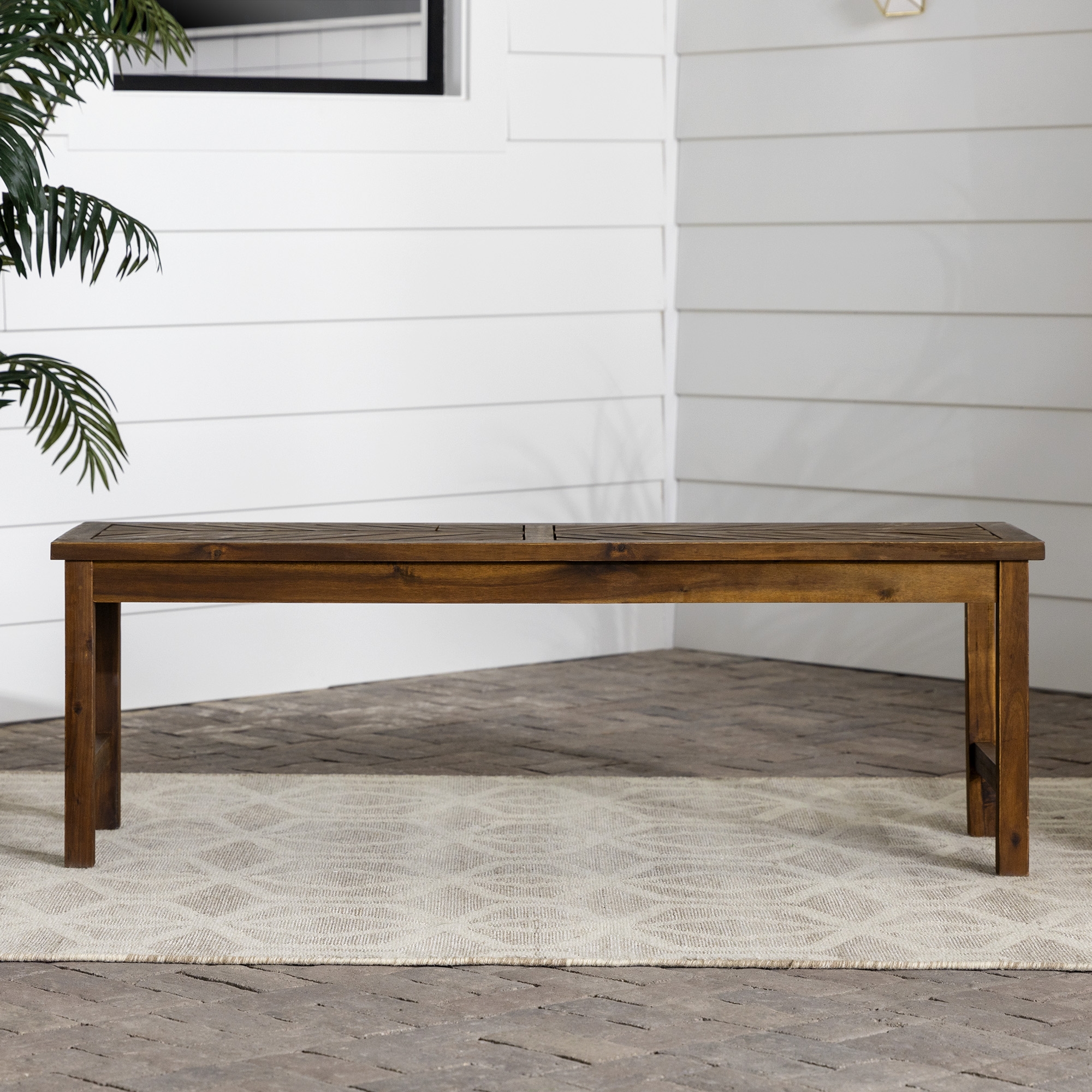 Vincent 53" Modern Patio Dining Bench - Dark Brown - Image 5