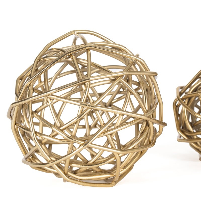 Meserve Metal Sphere Sculpture, Gold, Set of 2 - Image 4