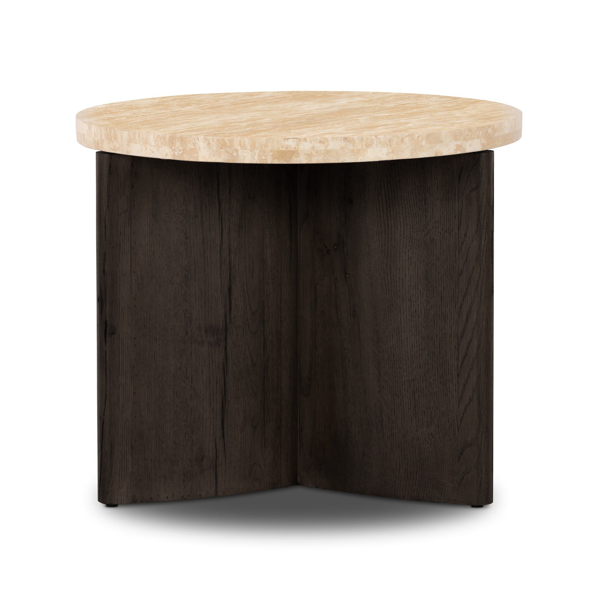 Toli End Table - Travertine - Image 0