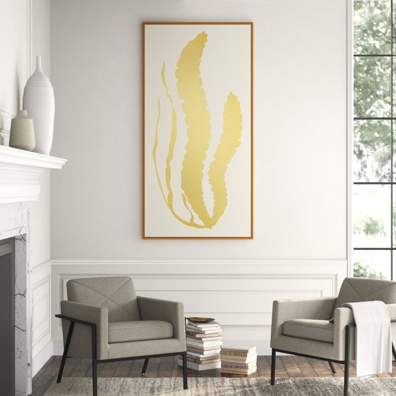 Lillian August Gold Leaf Sea Grass 2' Framed Graphic Art Print on Glass - Image 0