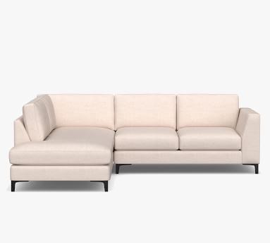 Ansel Upholstered Right Sofa Return Bumper Sectional, Polyester Wrapped Cushions, Performance Twill Warm White - Image 4