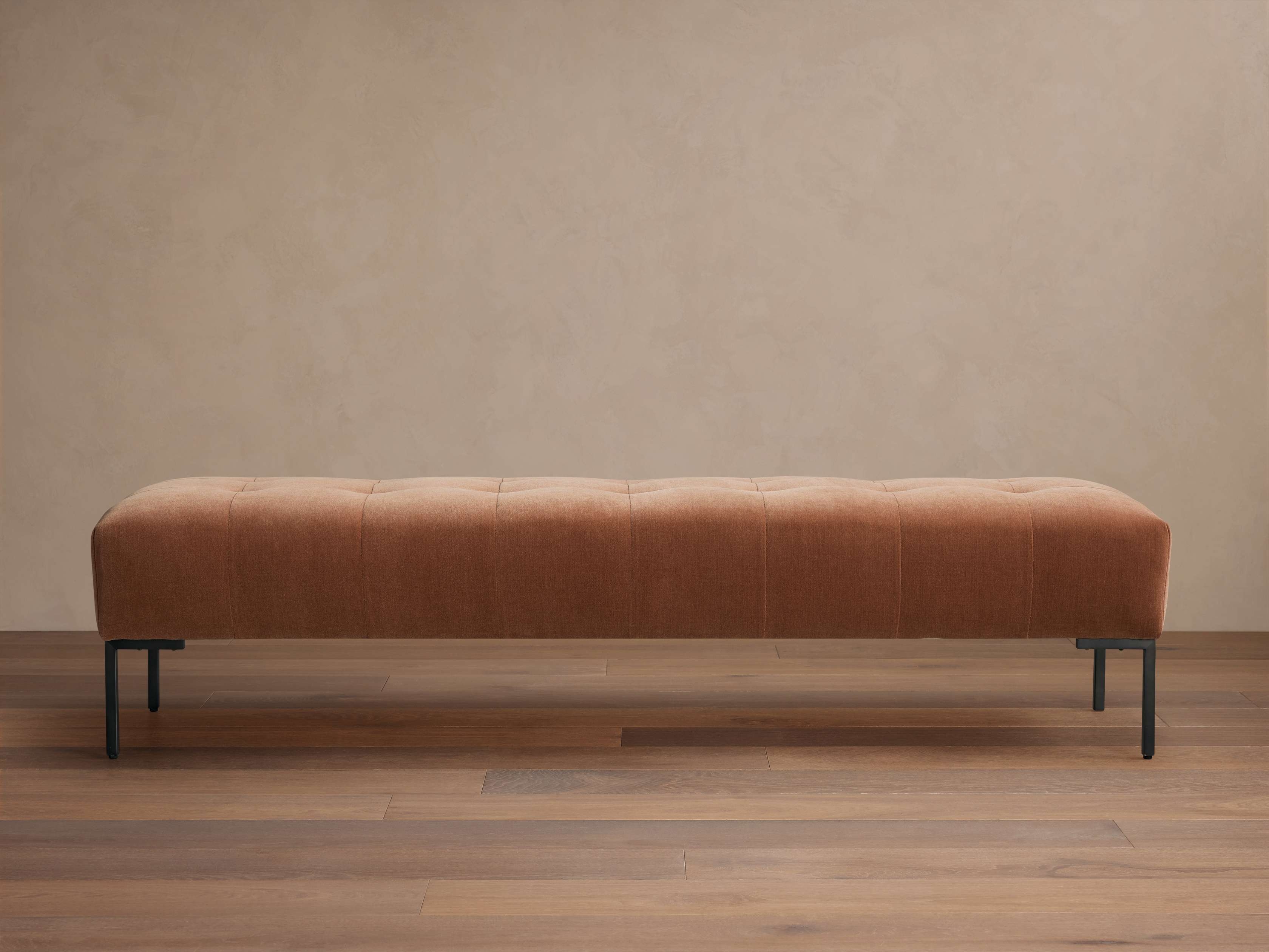 Tilton Tufted Bench in Upholstered Orange  Quincy Cinnamon/70" - Image 0