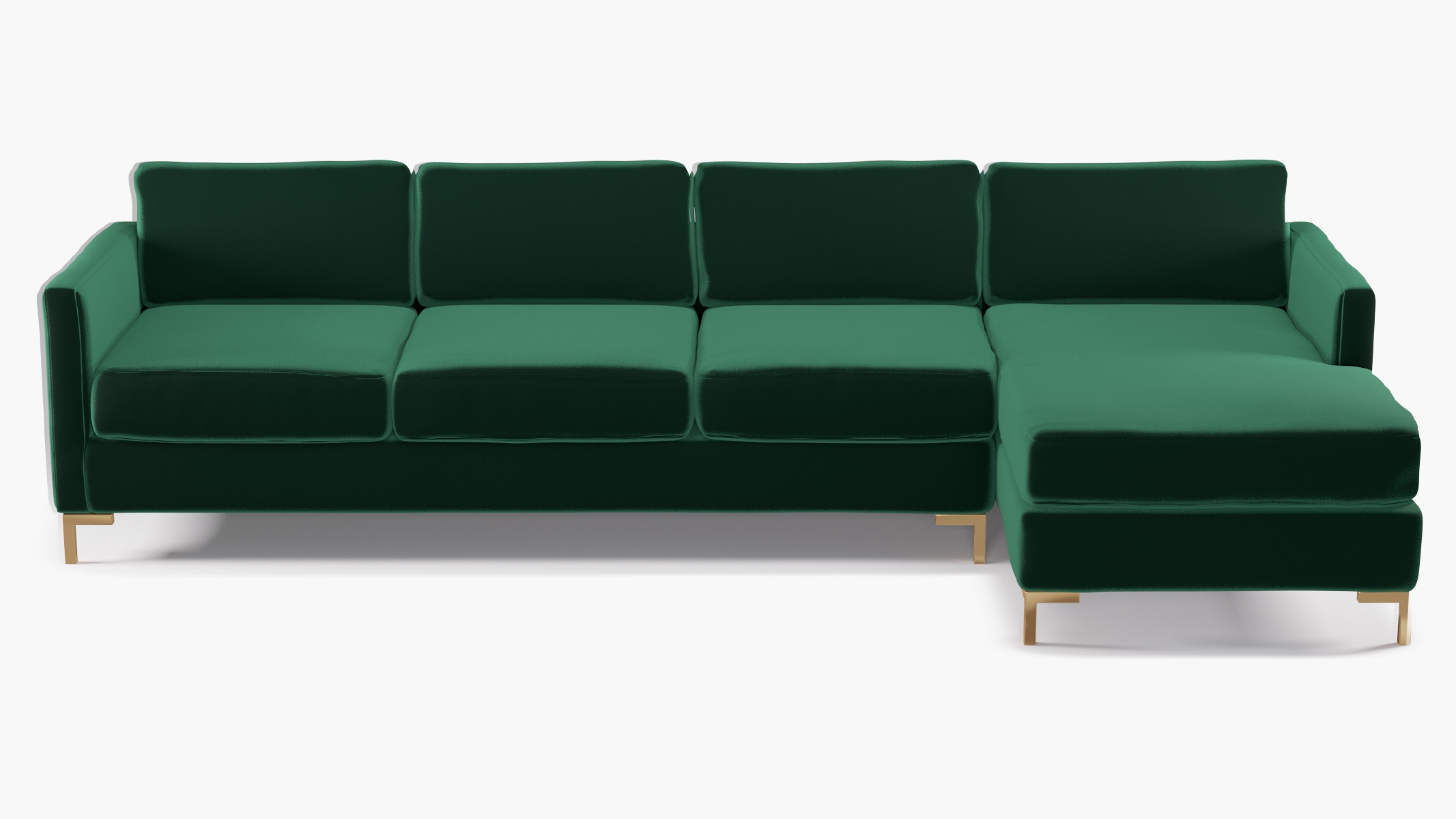 Modern Sectional, Right Facing, Spruce Performance Plush Velvet, Brass L Leg - Image 0