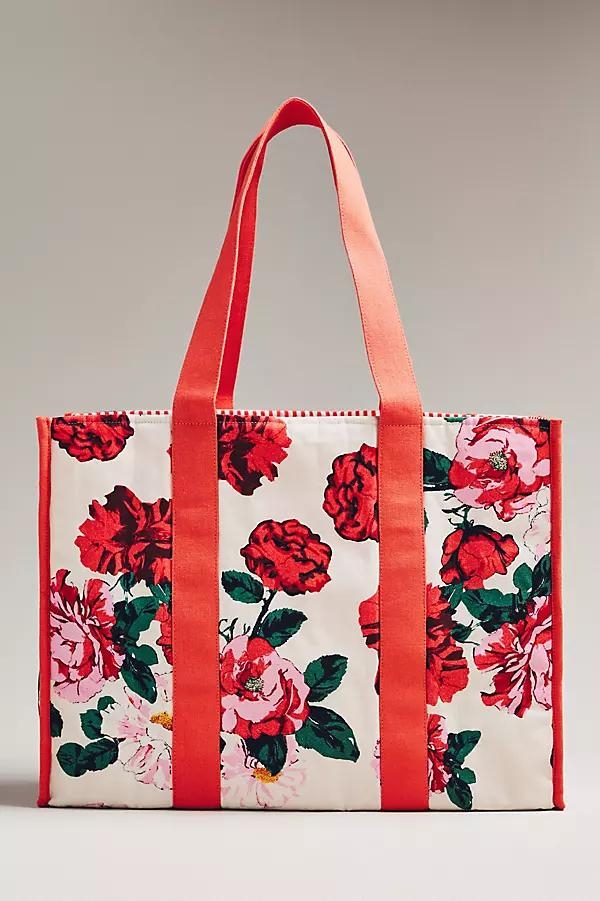 Printed Canvas Flower Tote - Image 0
