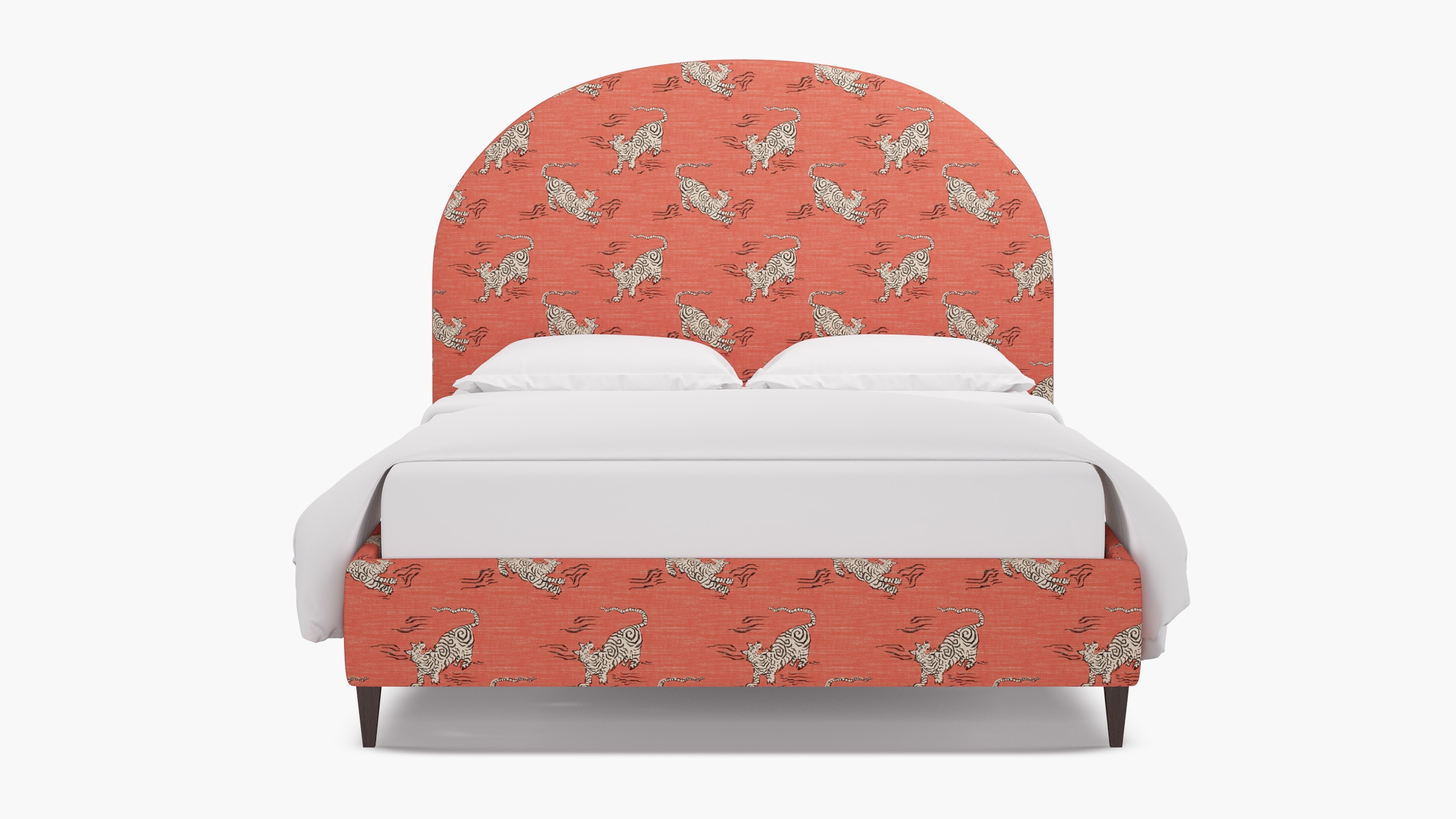 Demilune Bed, Coral Tigresse, Espresso Square Tapered Leg, Twin - Image 0