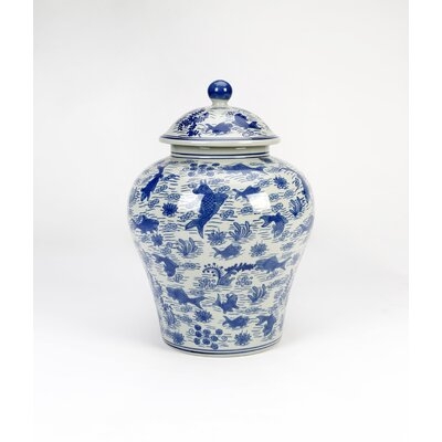 Blue 14'' Porcelain Ginger Jar - Image 0