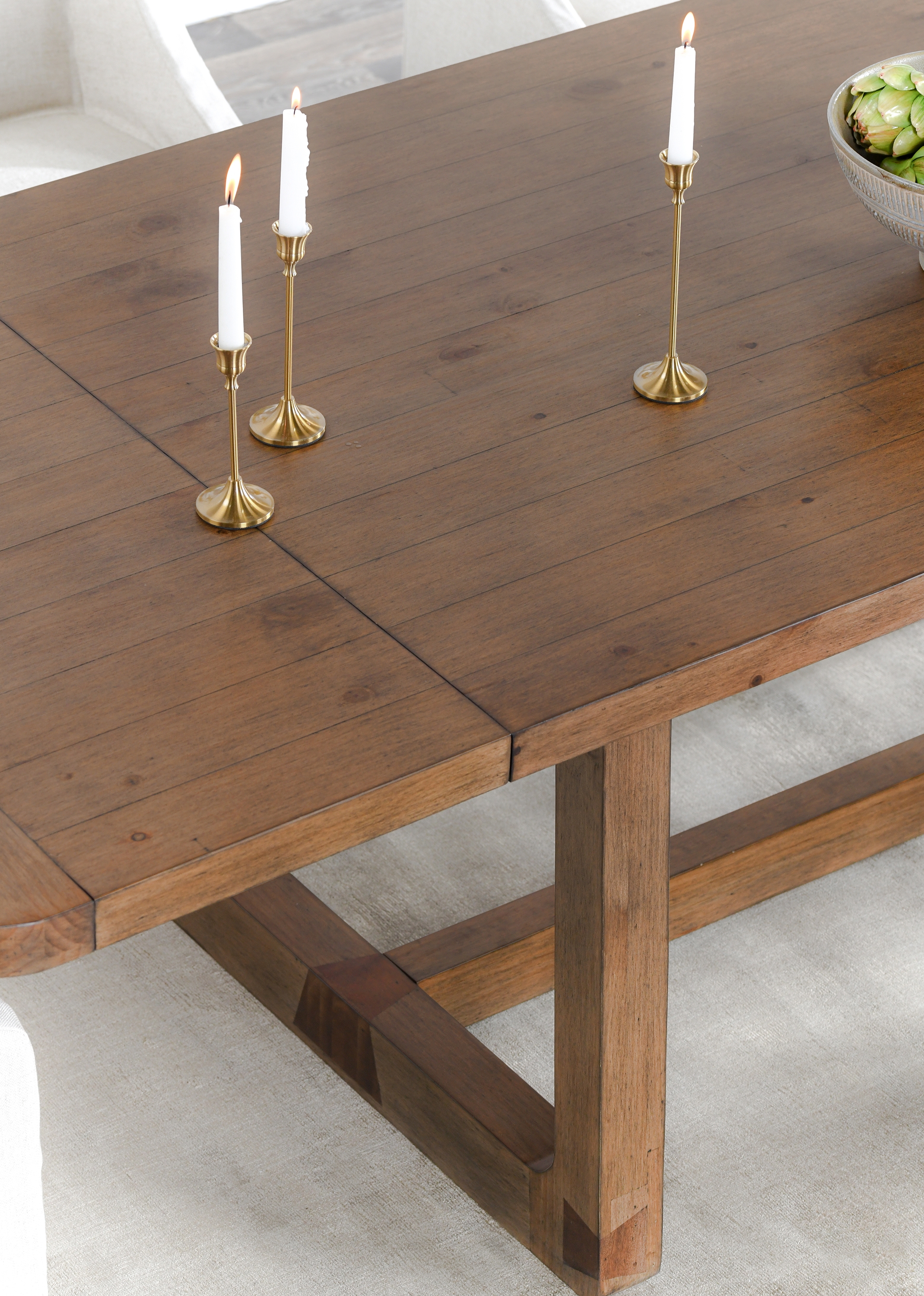 Lyra Pine Wood 80-110" Ext Dining Table Smoke Brown - Image 9