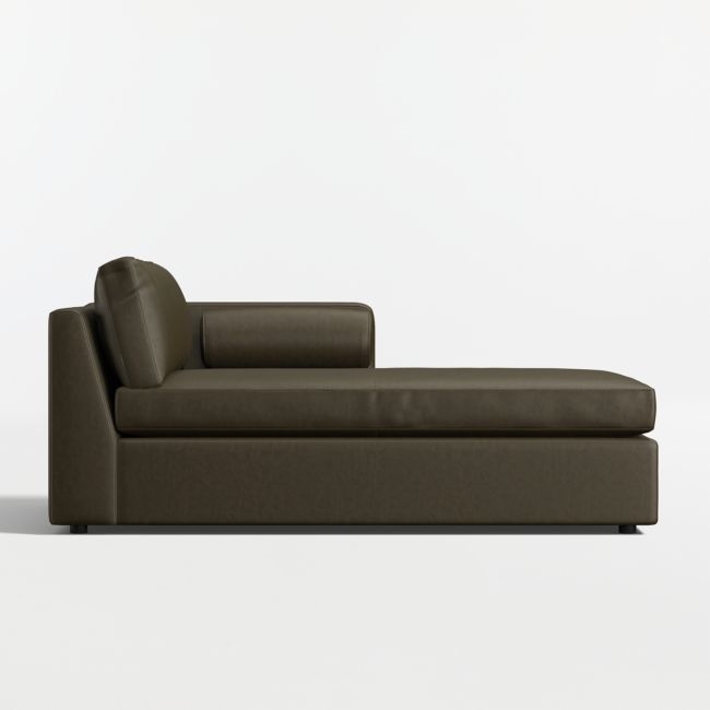 Aris Leather Right-Arm Chaise Lounge Sectional Piece - Image 0