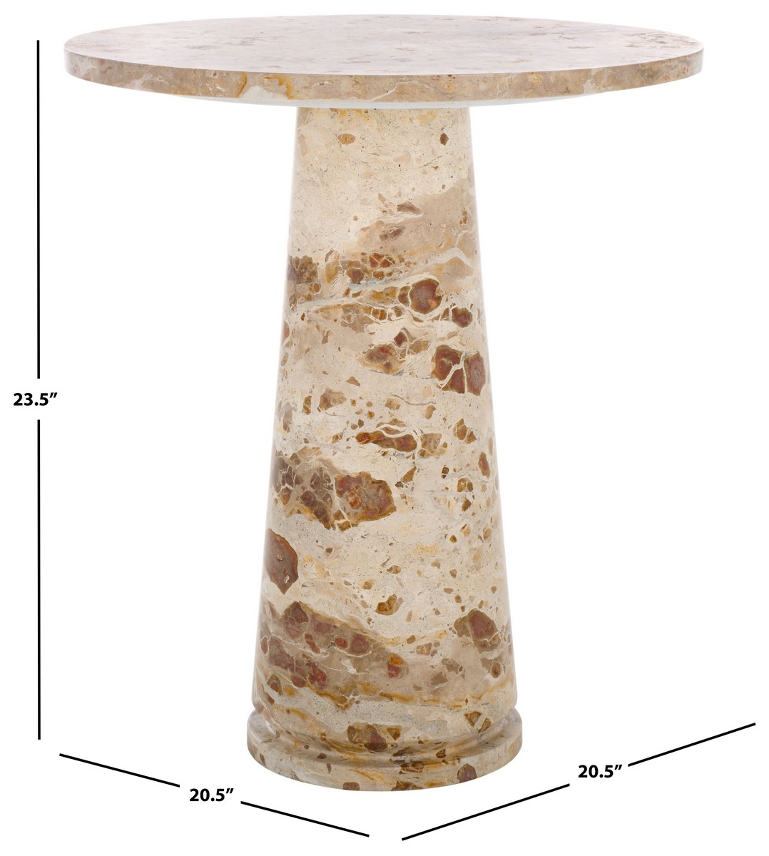 Valentia Tall Round Marble Accent Table - Beige - Image 7