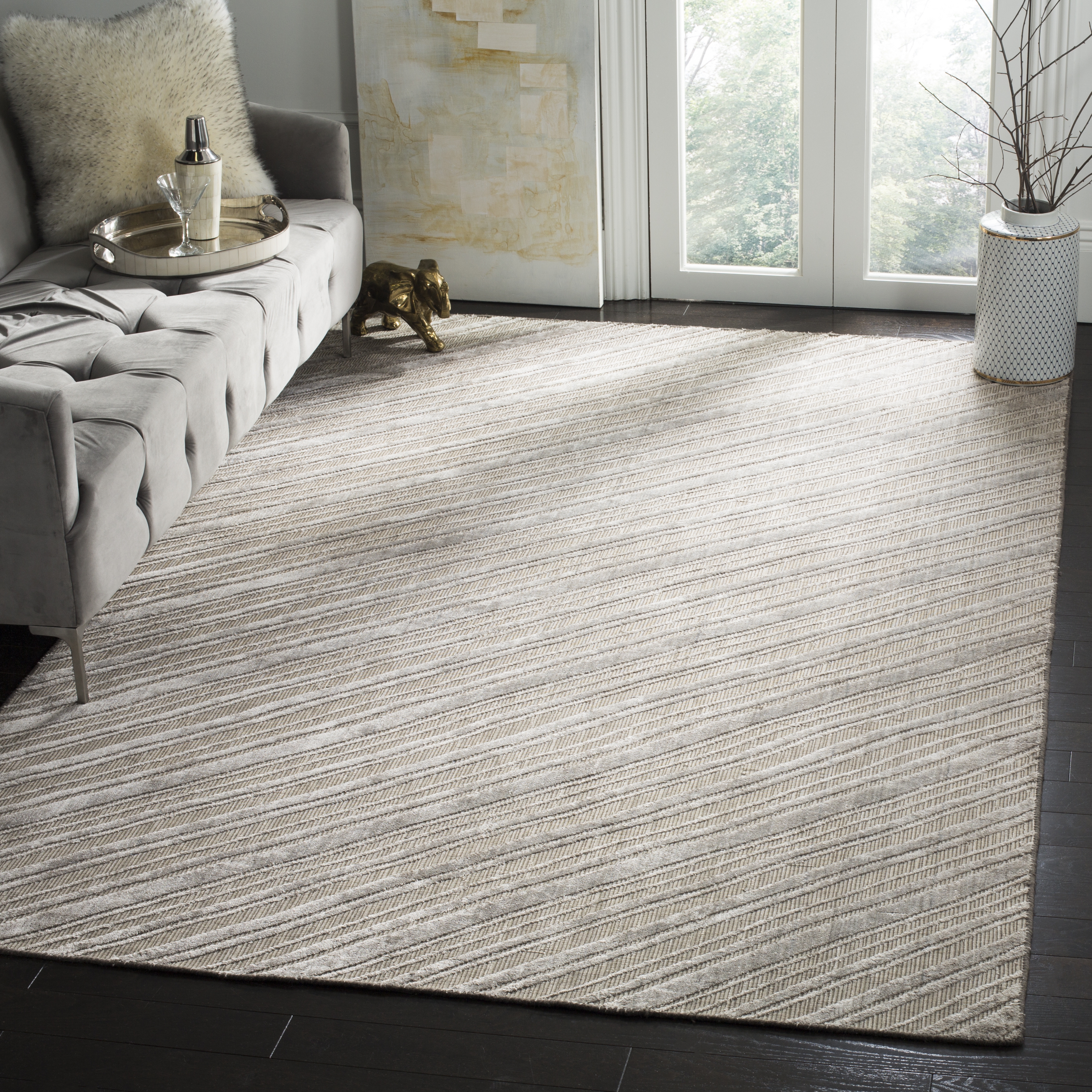 Arlo Home Hand Loomed Area Rug, MIR853A, Grey,  6' X 9' - Image 1