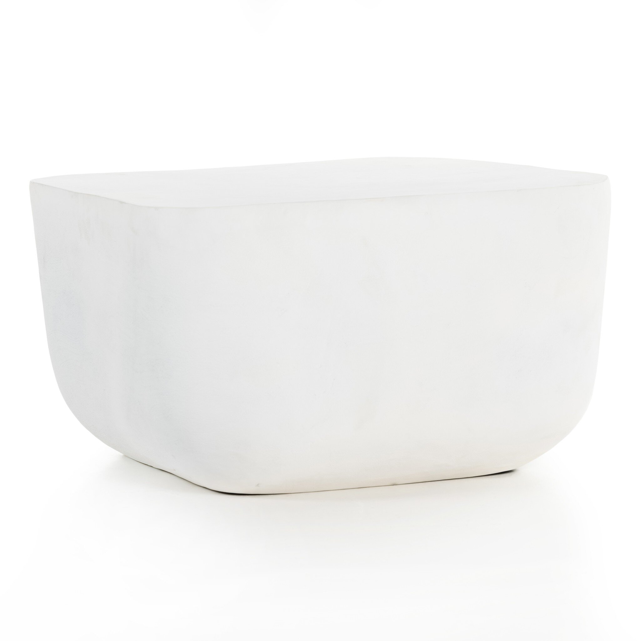 Basil Square Outdoor End Table - Matte White Cast Aluminum - Image 1