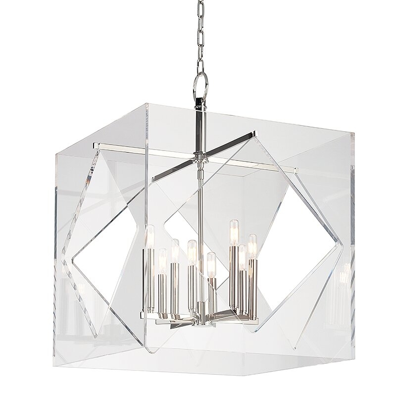  Travis 8 - Light Candle Style Rectangle / Square Chandelier Finish: Polished Nickel, Size: 32" H x 24" W x 24" D - Image 0