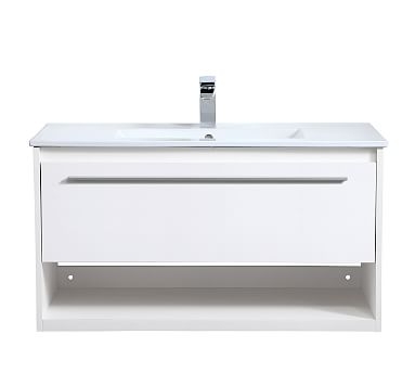 Evanna Single Sink Floating Vanity Cabinet, 1 Drawer, White, 36" - Image 0